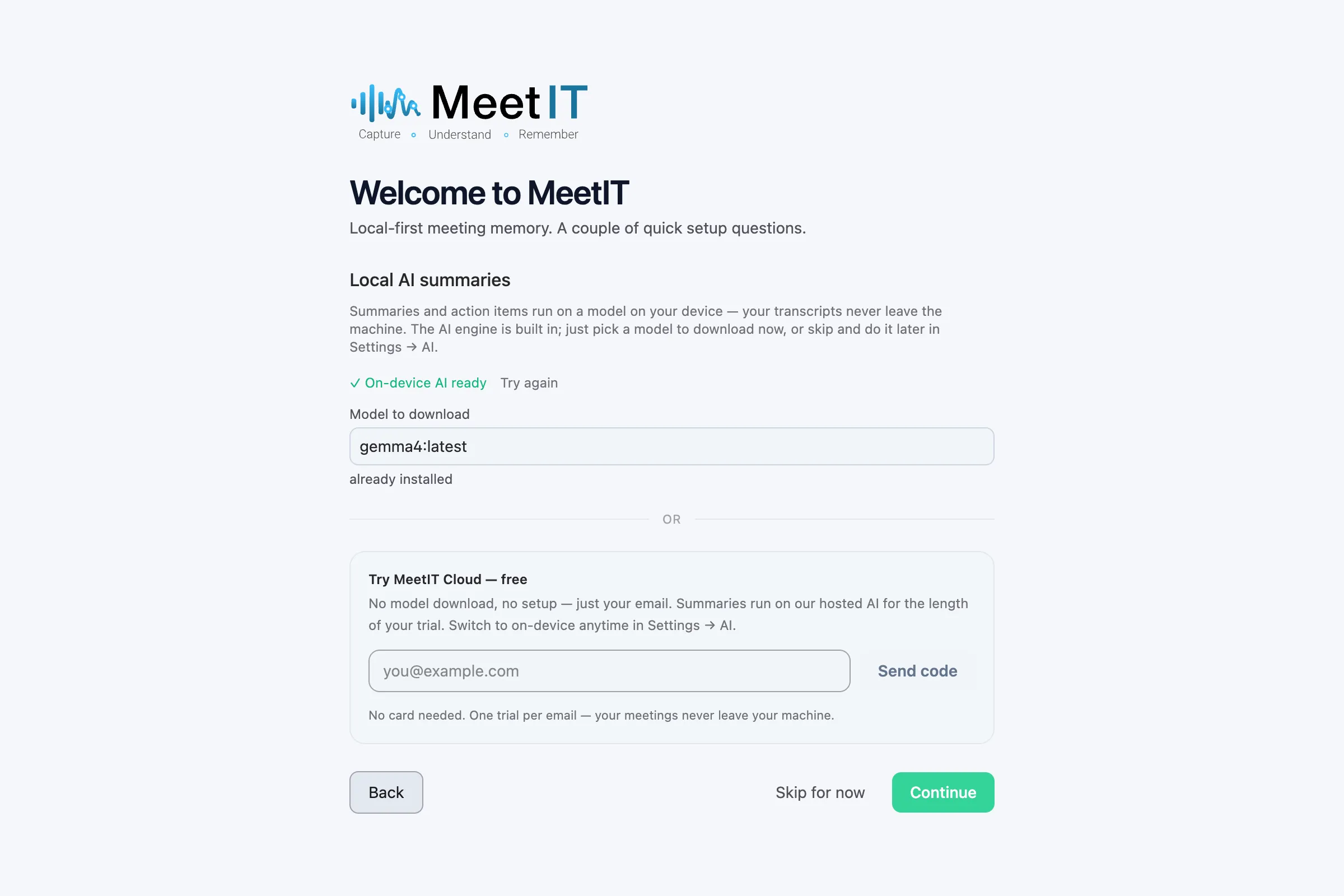 Choose your AI — local or cloud